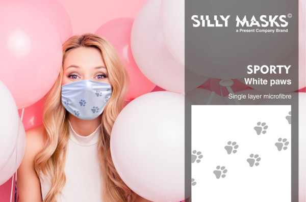 SillyMask© Sporty Silly Paws White