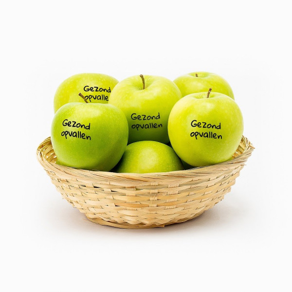 Fruitmand incl. 9 bedrukte appels